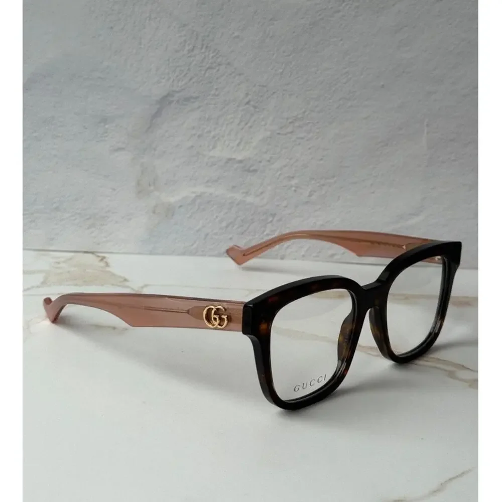 NEW Gucci GG0958O Brown Pink Square Eyeglass Frames